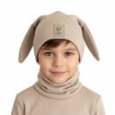 Detská prechodná čiapka s nákrčníkom Zajo - béžová