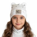 Detská prechodná čiapka s nákrčníkom Srdiečko - biela