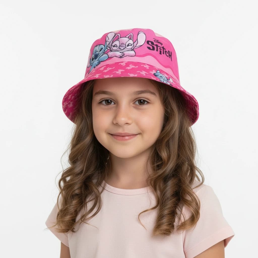Detský letný klobúk Stitch pre dievčatá - ružový