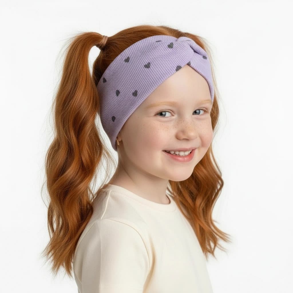 Rebrované čelenky Srdiečko - fialová