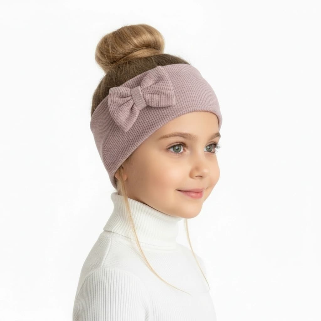 Rebrované čelenky Mašlička - bledoružová