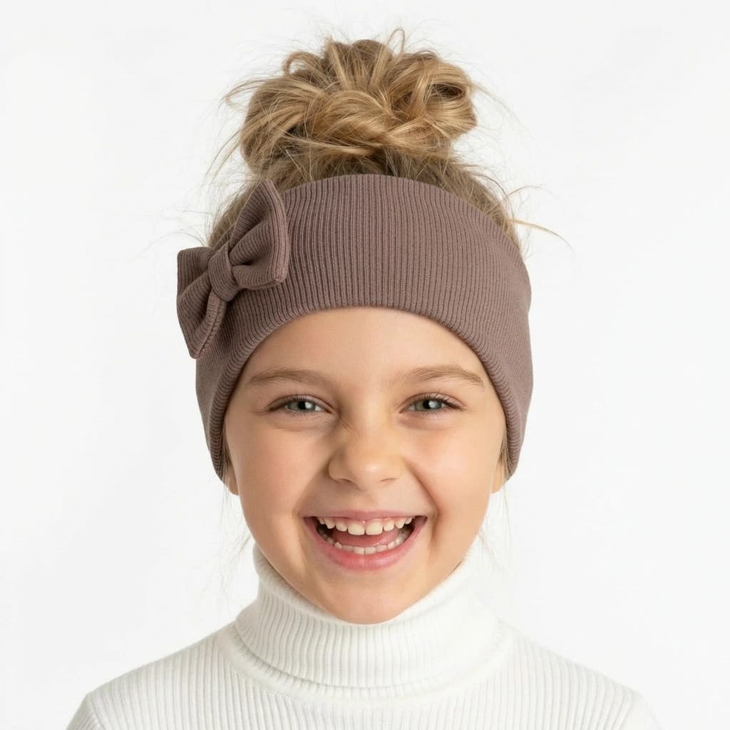 Rebrované čelenky Mašlička - hnedá