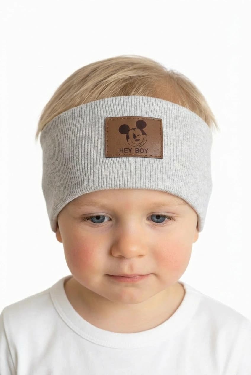 Rebrovaná chlapčenská čelenka - smotanová