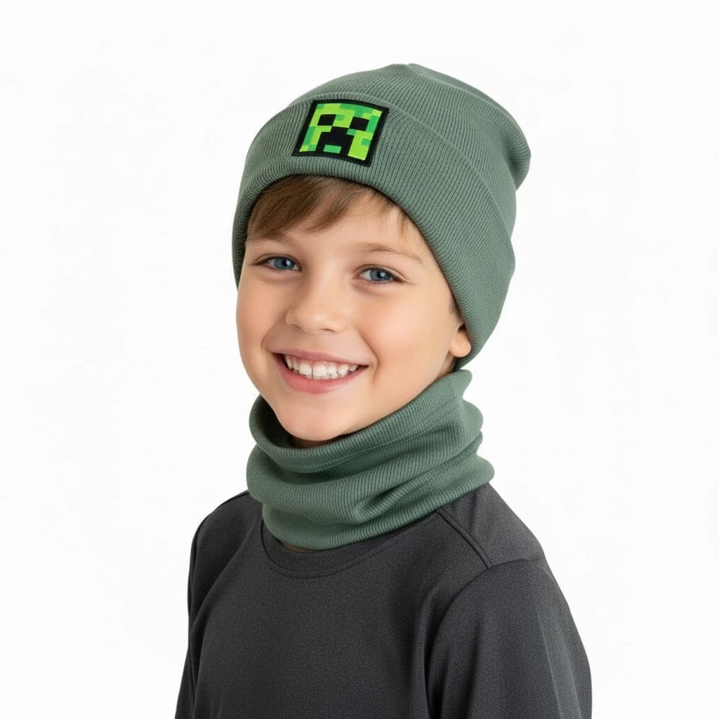 Chlapčenská čiapka s nákrčníkom creep - bledozelená