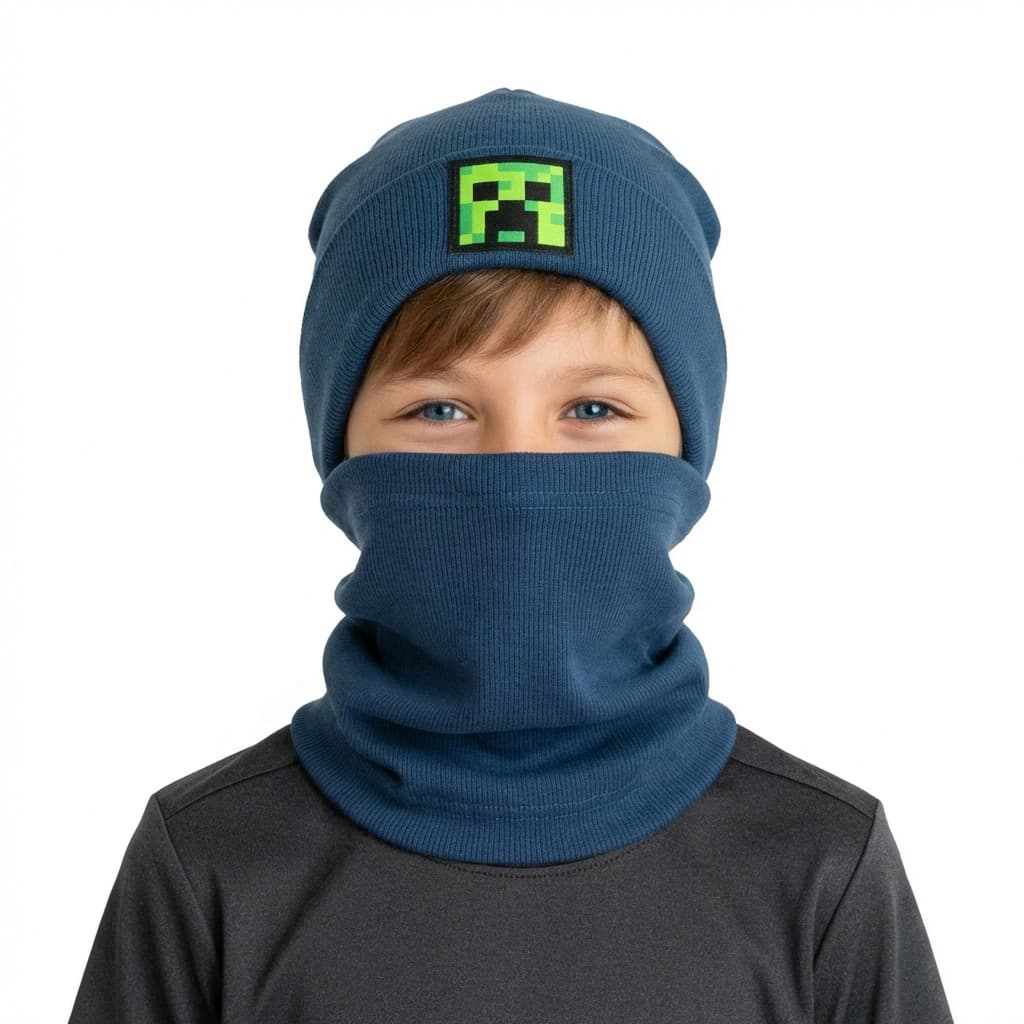 Chlapčenská čiapka s nákrčníkom creep - modrá