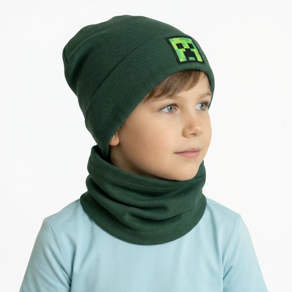 Chlapčenská čiapka s nákrčníkom creep - zelená