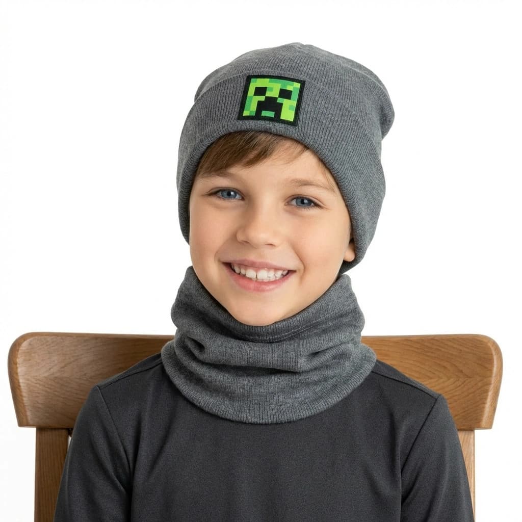 Chlapčenská čiapka s nákrčníkom creep - šedá