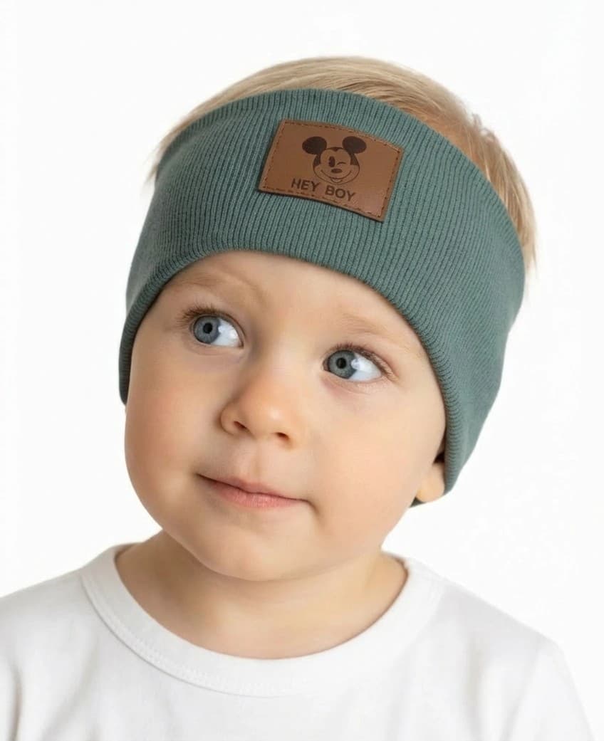 Rebrovaná chlapčenská čelenka - zelená