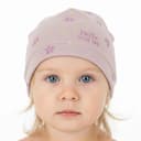 Dievčenská letná čiapka s kvetinkami - bledoružová