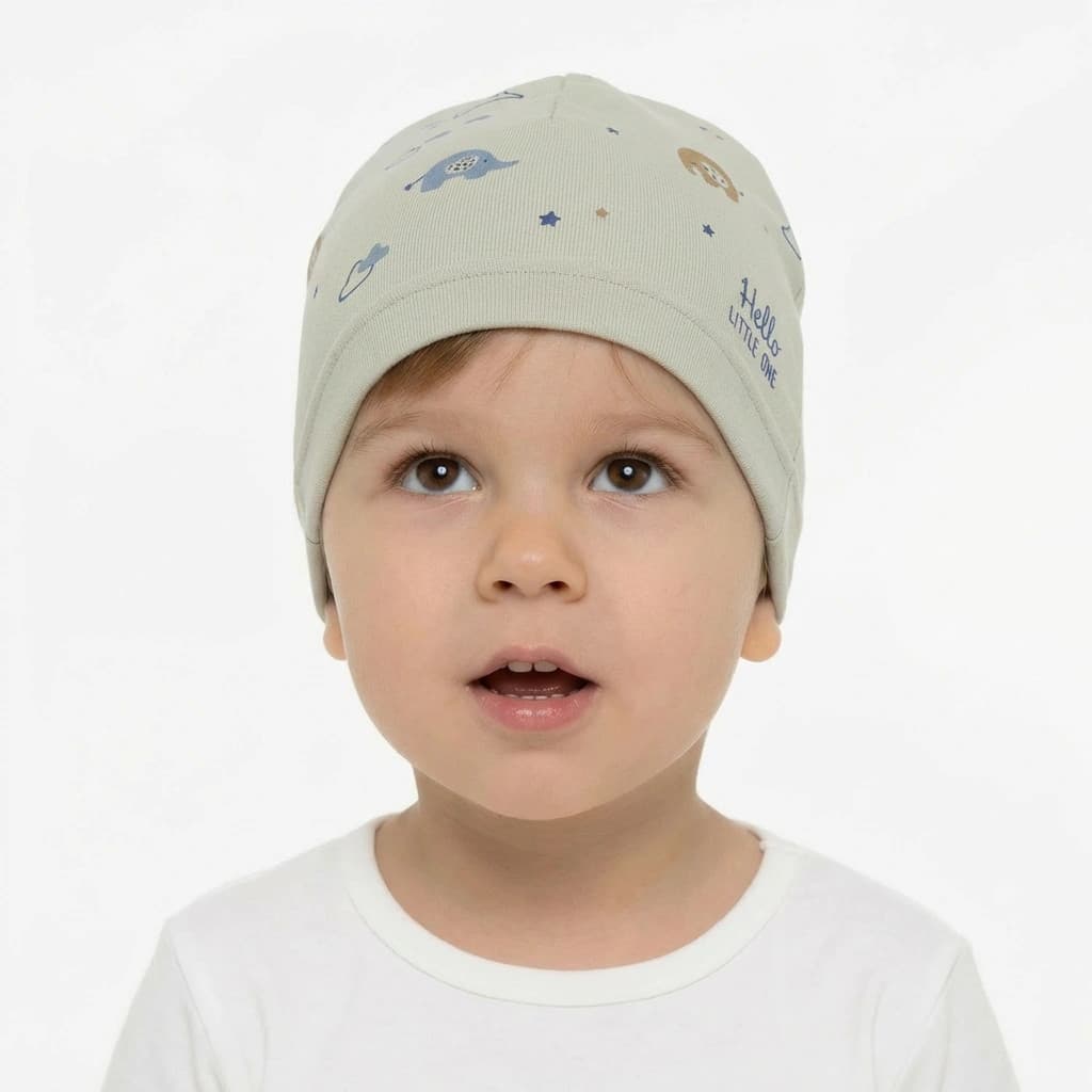 Chlapčenská letná čiapka so sloníkmi – béžová