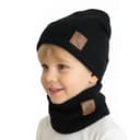 Chlapčenská prechodná čiapka s nákrčníkom Dino - čierna