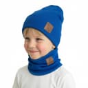 Chlapčenská prechodná čiapka s nákrčníkom Dino - kráľovská modrá