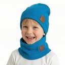 Chlapčenská prechodná čiapka s nákrčníkom Dino - modrá