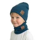 Chlapčenská prechodná čiapka s nákrčníkom Dino - tmavomodrá