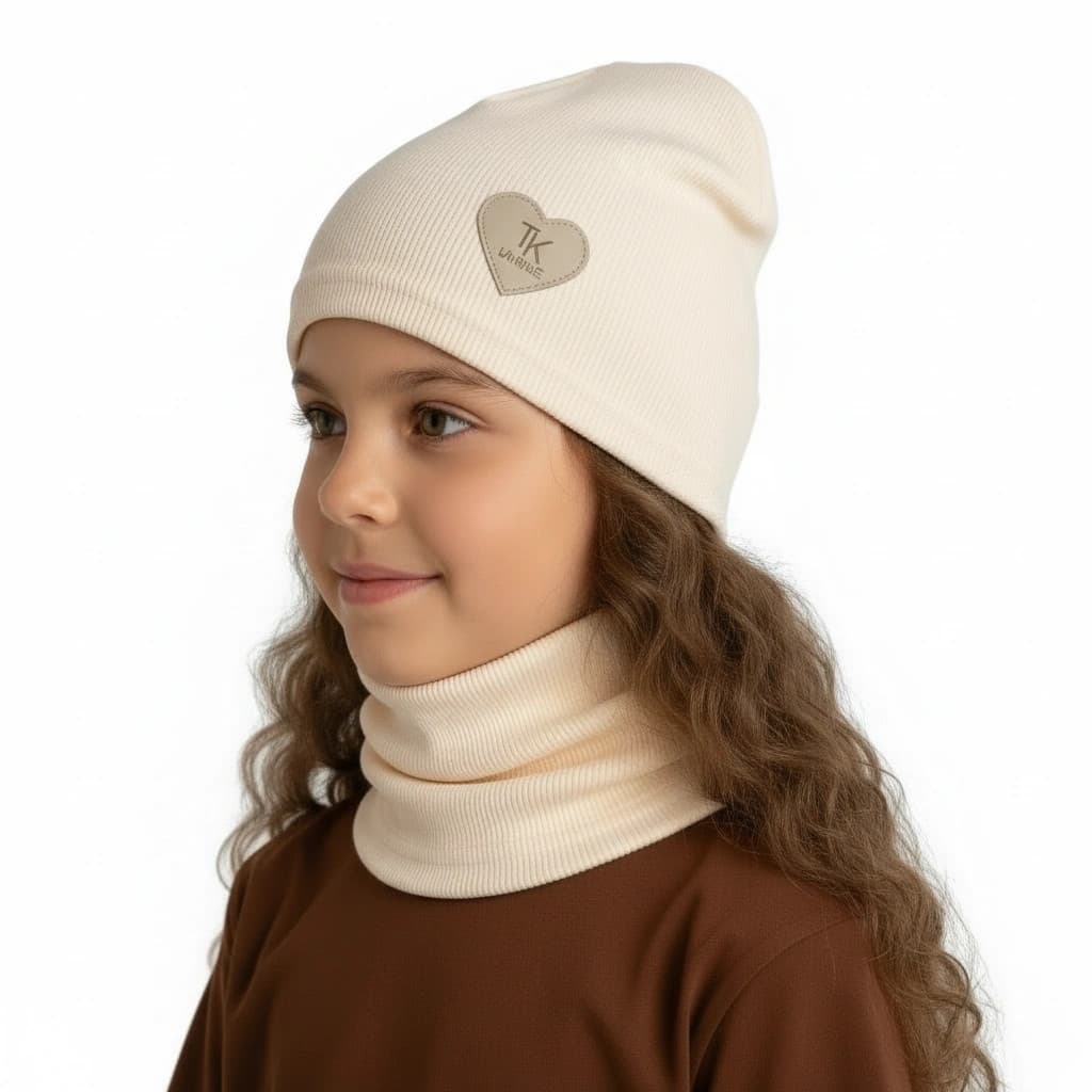 Prechodná čiapka s nákrčníkom Basic - smotanová