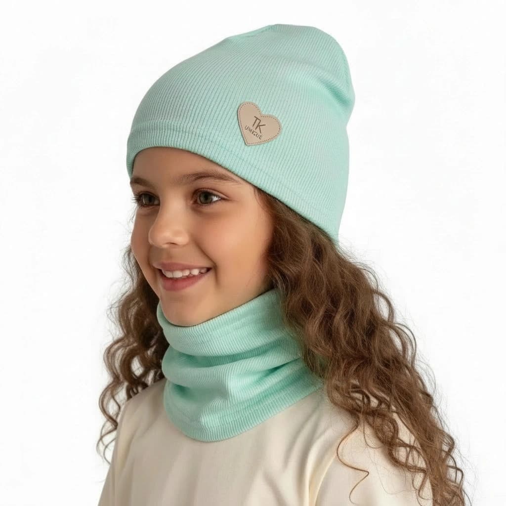 Prechodná čiapka s nákrčníkom Basic - mentolová