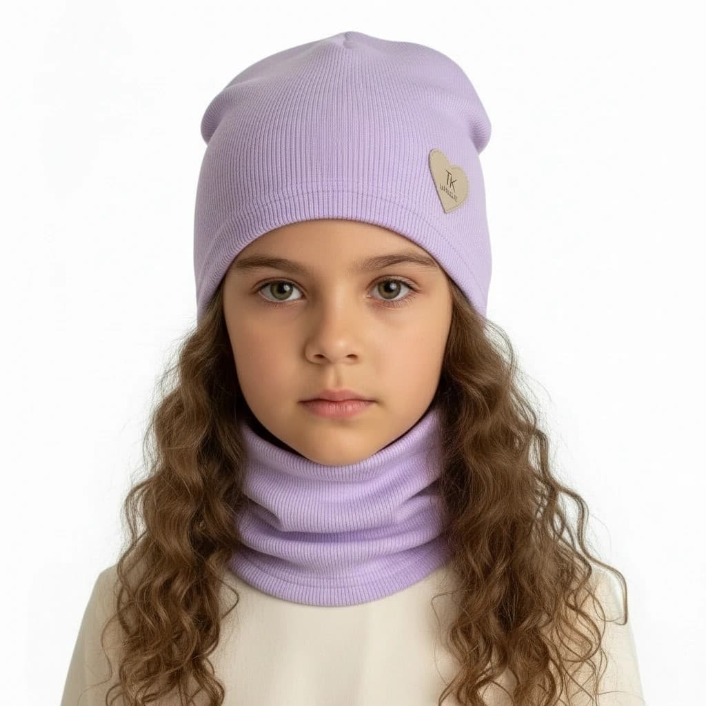 Prechodná čiapka s nákrčníkom Basic - fialová