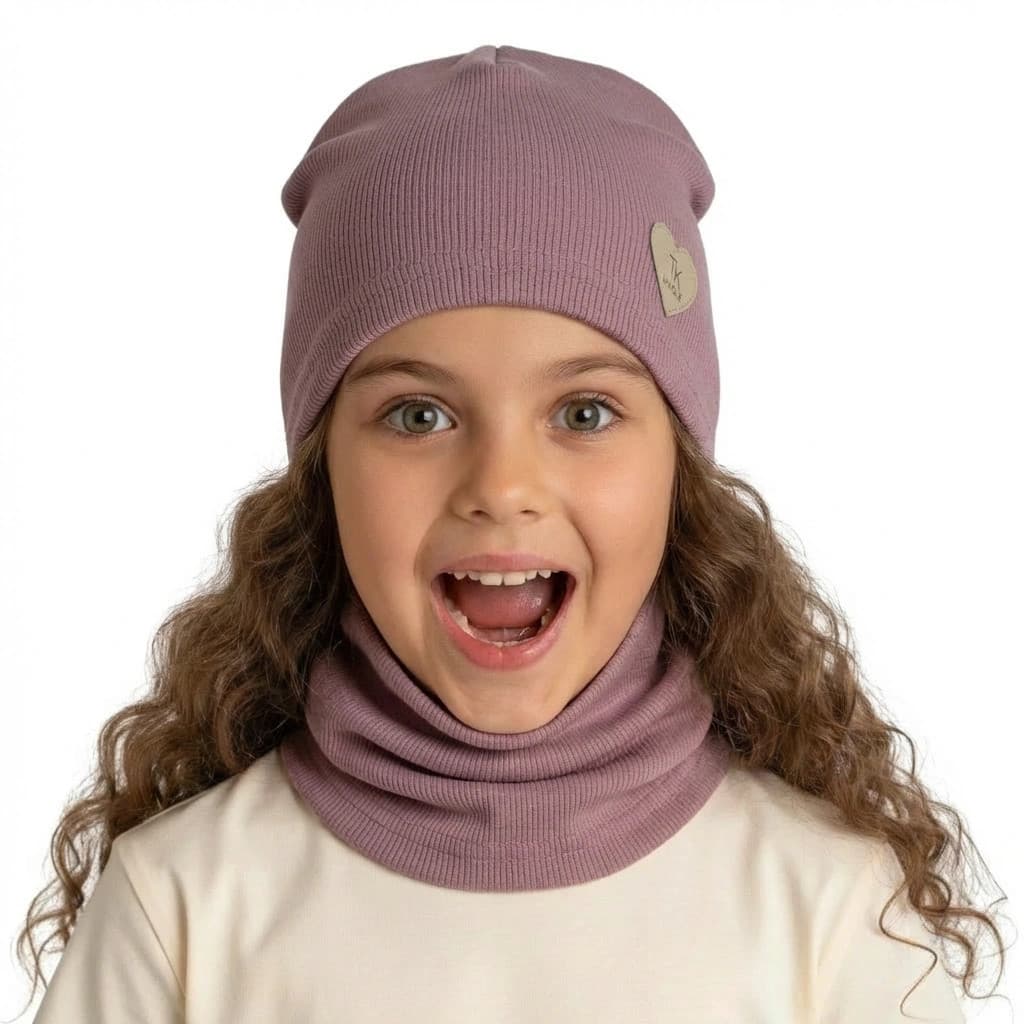 Prechodná čiapka s nákrčníkom Basic - staroružová