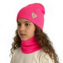 Prechodná čiapka s nákrčníkom Basic - korálová