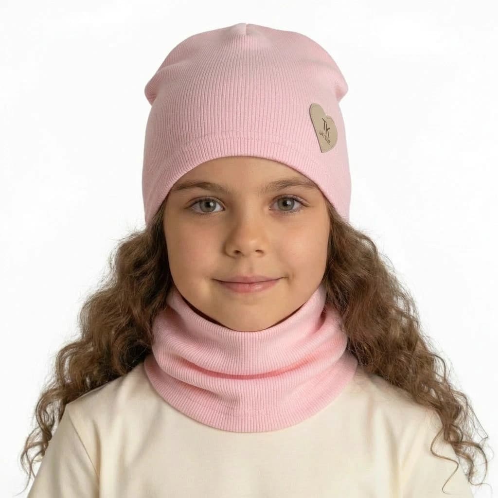 Prechodná čiapka s nákrčníkom Basic - lososová