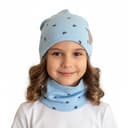 Prechodná čiapka s nákrčníkom Basic so srdiečkami - modrá