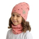 Prechodná čiapka s nákrčníkom Basic so srdiečkami - oranžová