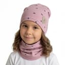 Prechodná čiapka s nákrčníkom Basic so srdiečkami - staroružová