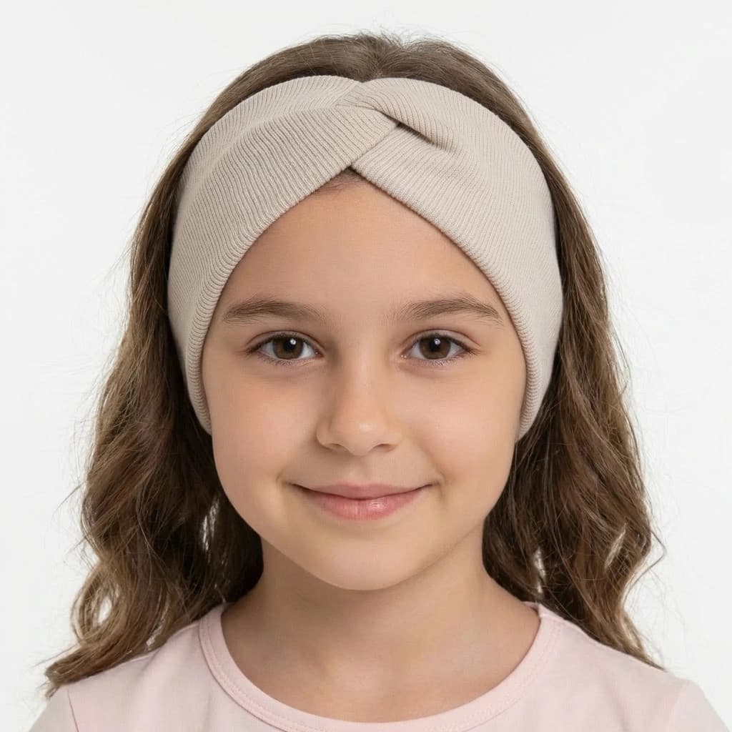 Rebrovaná čelenka - béžová