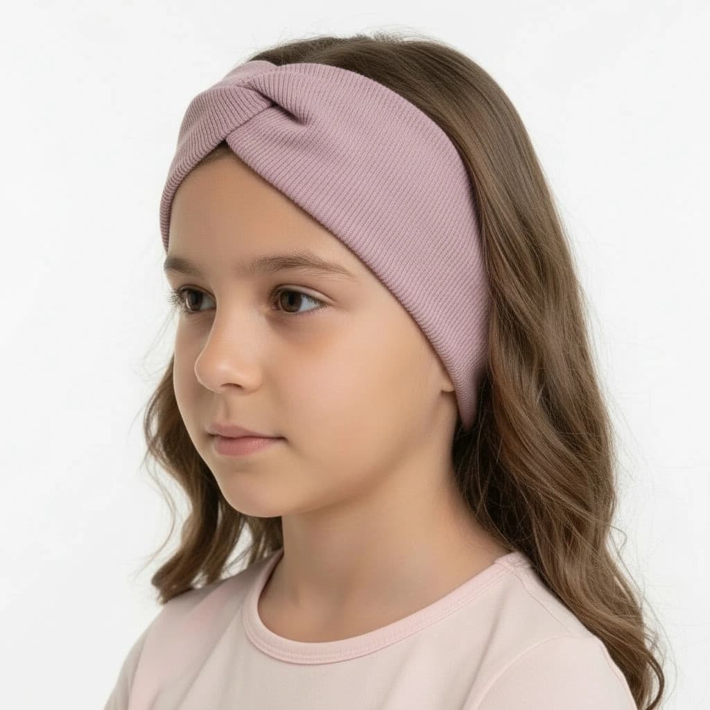 Rebrovaná čelenka - bledoružová