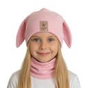 Detská prechodná čiapka s nákrčníkom Zajo - ružová