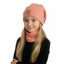 Detská prechodná čiapka s nákrčníkom Zajo - oranžová