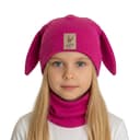 Detská prechodná čiapka s nákrčníkom Zajo - cyklamenová